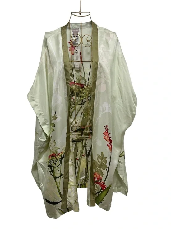 Chico's NWT Botanical 100% Silk Ruana Covering Bonsai wrap kimono duster S/M