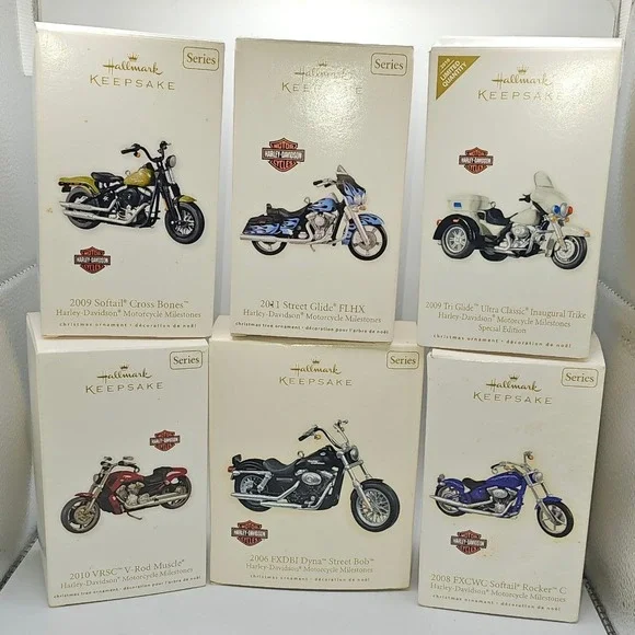 Hallmark Keepsake Harley-Davidson Motorcycle Milestones Ornaments Set 6 2006-11