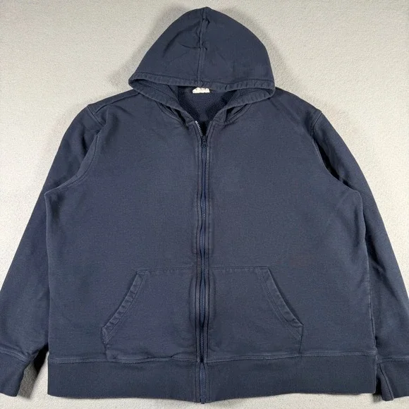 Pact Navy Blue 100% Organic Cotton Full Zip Hoodie XXL Sustainable Loungewear