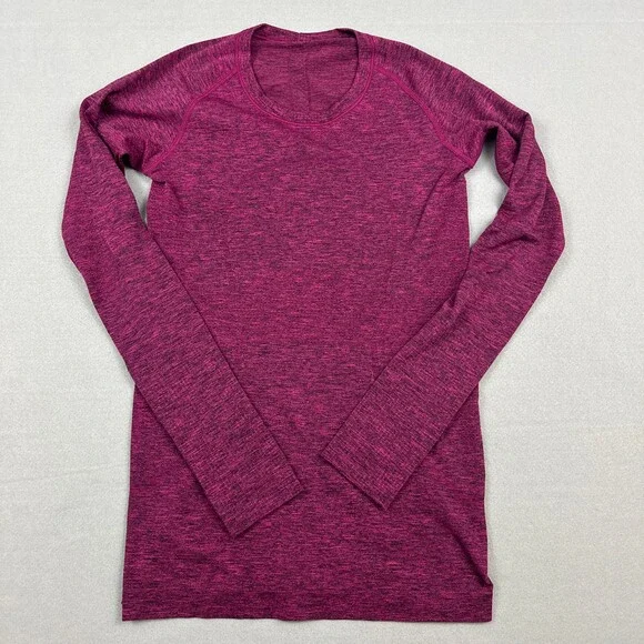 Lululemon Shirt Women 6 Purple Solid Swiftly Tech Long Sleeve Crew Seamless Run