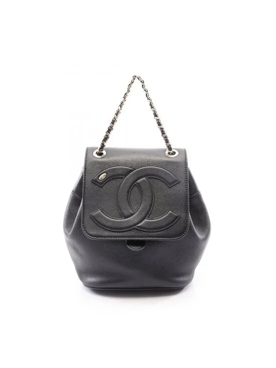 Chanel Backpack CC Logo Chain Black Lambskin Small