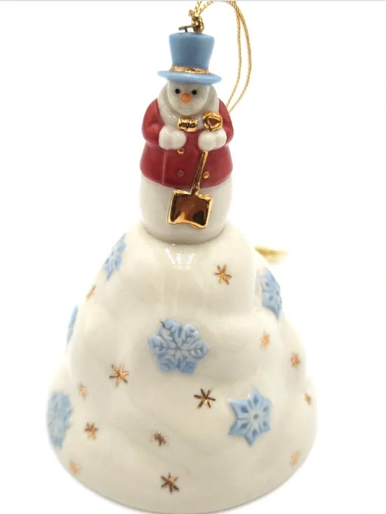 Lenox VTG Snowman on Hill Bell Christmas Ornament 4