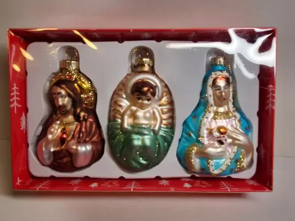Ornament - Glass Blown Jesus and Mary