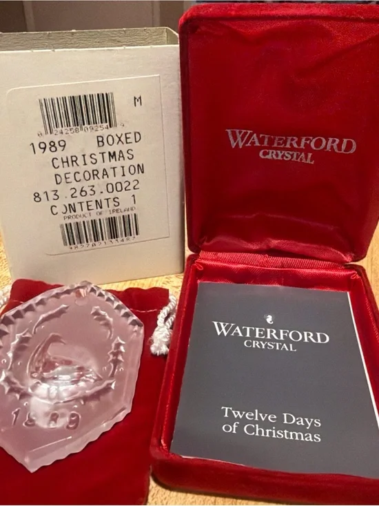 1989 WATERFORD CRYSTAL 12 DAYS OF CHRISTMAS TREE ORNAMENT 6 GEESE A LAYING VTG