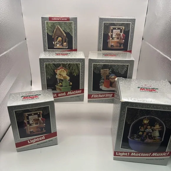 Vtg~Hallmark Ornaments~Lot of 5~Flickering/Lighted/Light & Motion/Light Motion M