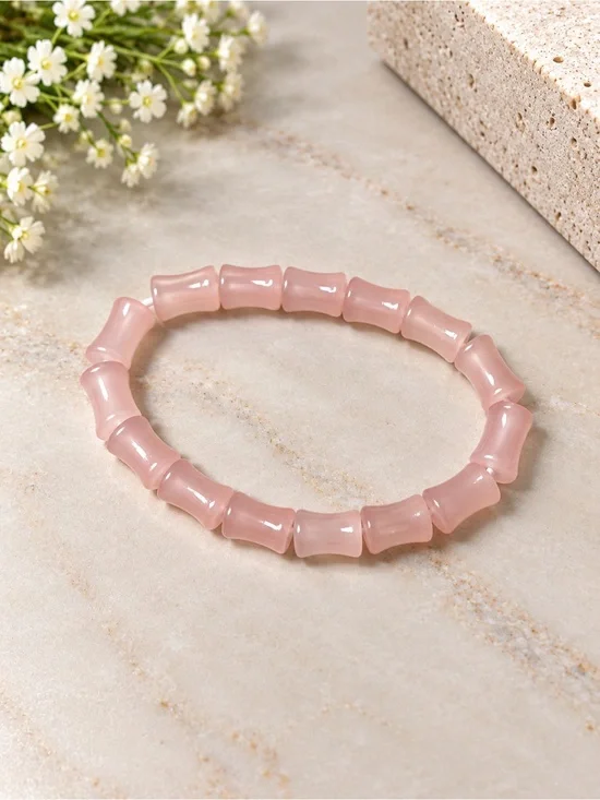 Rose Pink Beaded Stretch Bracelet - Women Jewelry