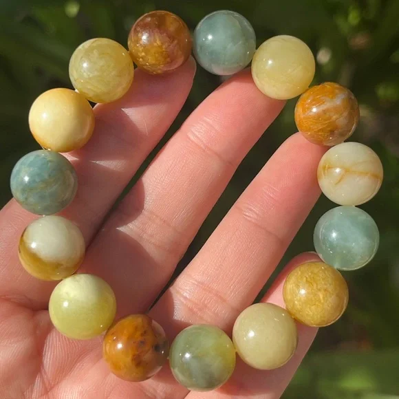 14mm stretchable multicolor Xiuyu jade bracelet‎ 1568