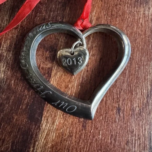 Lenox‎ Our First Christmas 2013 Silver Plated Heart Ornament