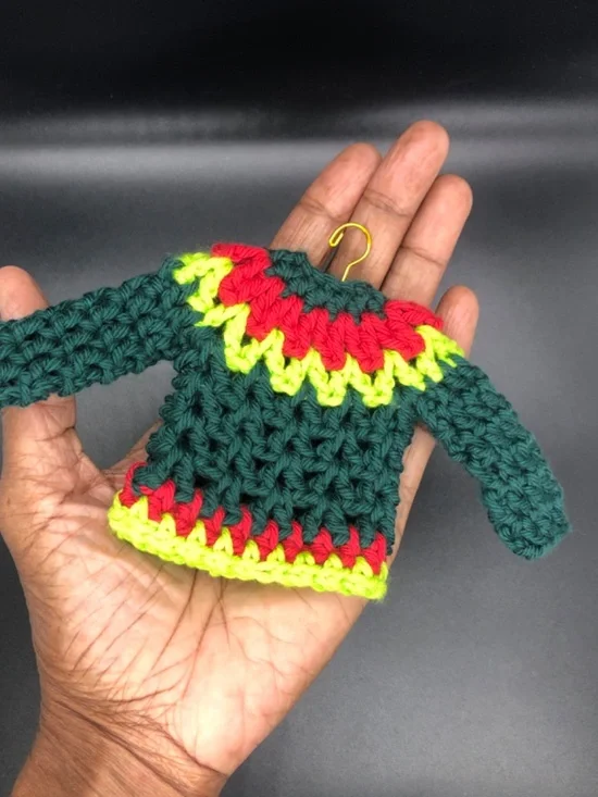 Mini Crochet Sweater Ornament, Gift Tag, Bag Accessory