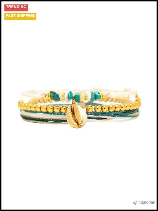 Pura Vida Isla Bracelet Stack 3 Stackable Waterproof Adjustable Bracelets