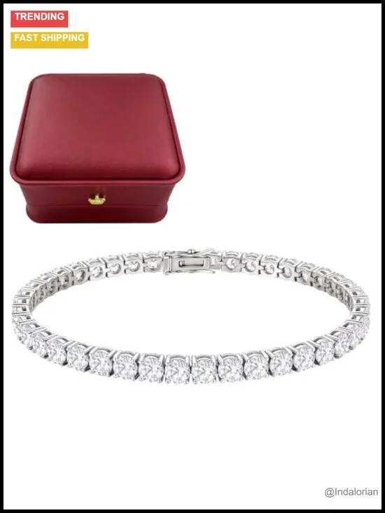 14K Gold-Plated Tennis Bracelet 4MM Round-Cut Cubic Zirconia