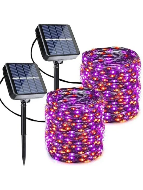 Orange Purple Halloween Solar String Lights 2 Pack Total 80FT 240LED