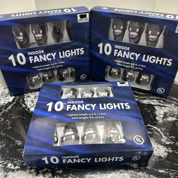 3 Boxes Indoor Fancy Christmas Lights String of 10 Santa Claus 6.5ft