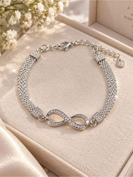 Silver Infinity Crystal Bracelet - Women Jewelry