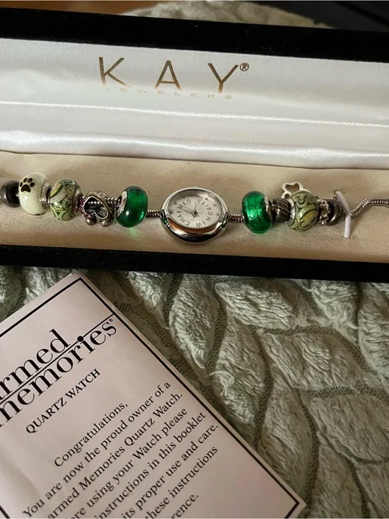 Vintage KAY Jewelers Charmed Memories Beaded Charm Watch Bracelet