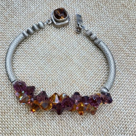 Sterling Silver Crystal Beads Bracelet Silver Clasp