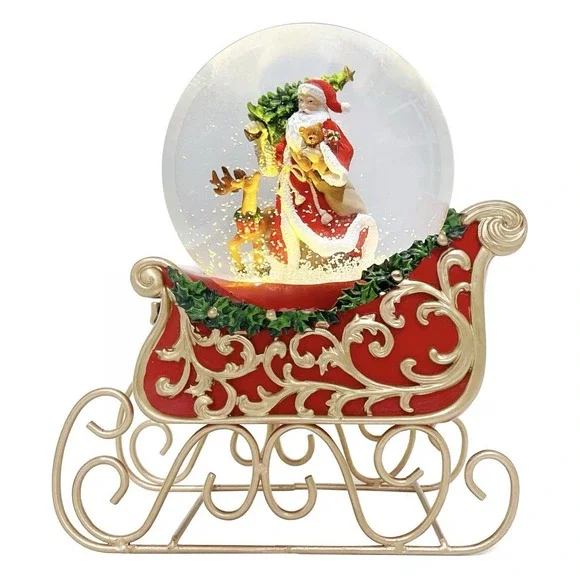 Christmas‎ Snowglobe Santa Claus Sleigh With Led Light