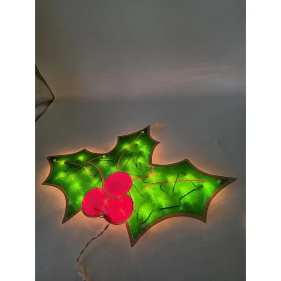 Vtg Holiday Time Lighted Holly Indoor/Outdoor 22