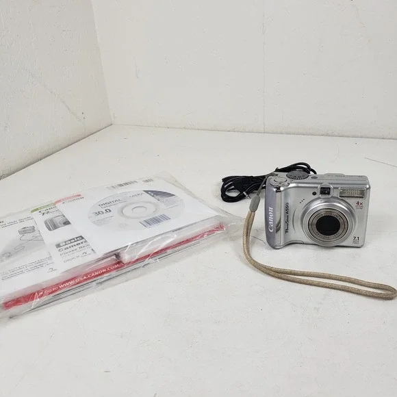 Canon PowerShot A550 7.1MP Digital Camera Silver 4x Optical Zoom Tested Bundle