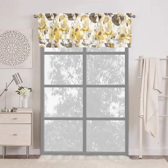 PowerSellerUSA 50 x 17 Inches Floral Modern Room Darkening Top Rod Pocket Window