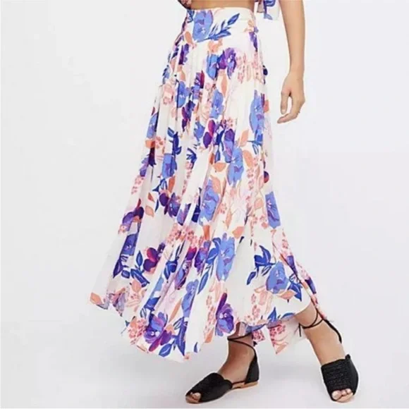 Free People Sundown Maxi Floral Wrap Skirt, size XS