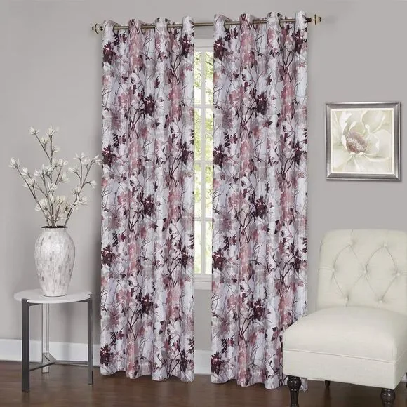 PowerSellerUSA Elegant Floral Polyester Blackout Single Window Curtain Panel,