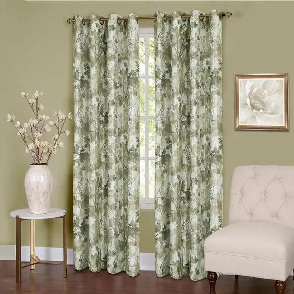 PowerSellerUSA Elegant Floral Polyester Blackout Single Window Curtain Panel,