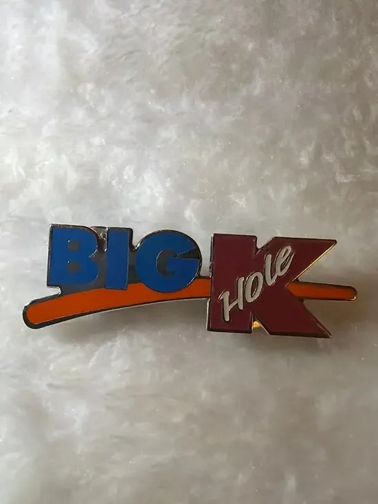 Big K Hole Glow In The Dark Enamel Lapel Hat Pin Kmart Parody Double Post