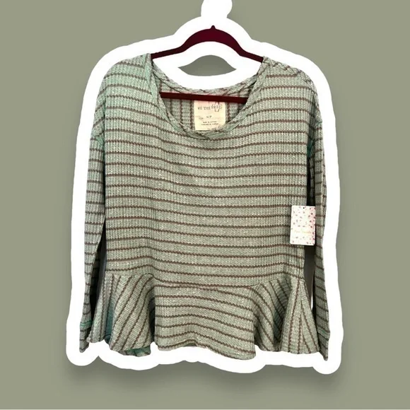 FREE PEOPLE S Auntie Em Peplum Thermal in Seafoam