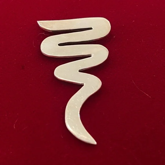 Vintage mexico Sterling Silver Mod Zig Zag Brooch