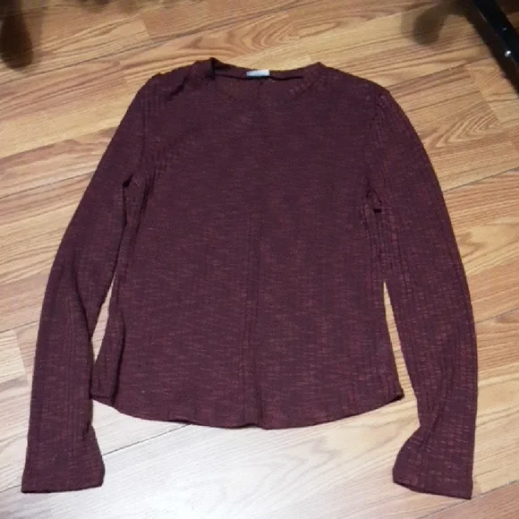 Intimately Free Free People Aura Wine Waffle Layering Long Sleeve‎ Top