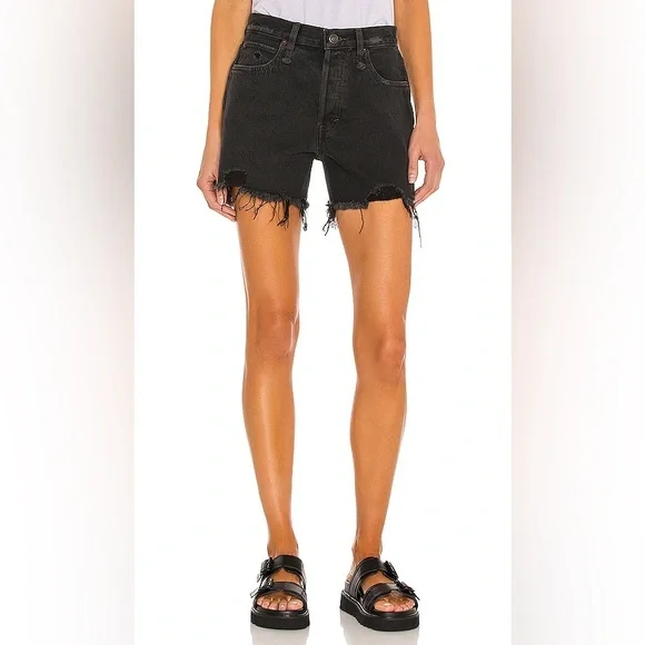 Free People Makai Women’s High Rise Cut Off Black Denim Shorts Size 28 NWT