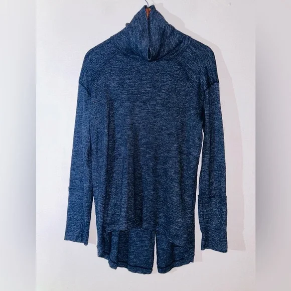 Free People We The Free Charcoal Mock Neck Split Back Tunic SIZE LARGE