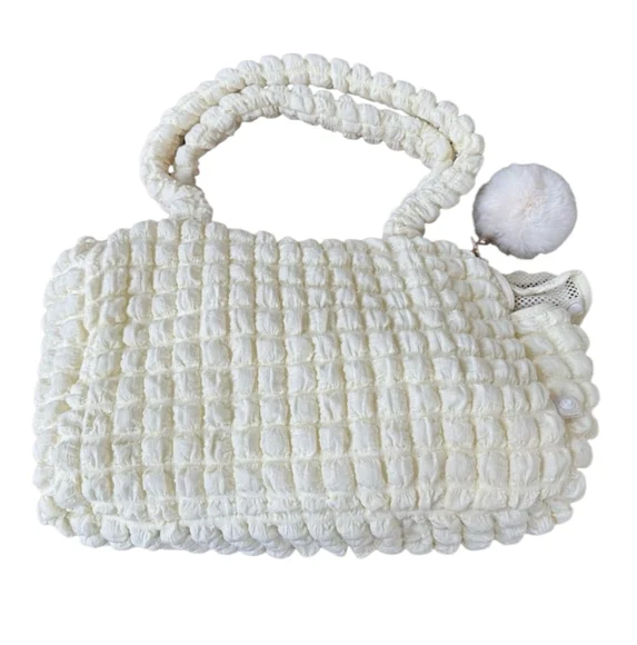 Cozy Cream Chic Pretty Stylish and Comfy Quilted Puppy Dog Pet Carrier and Purse