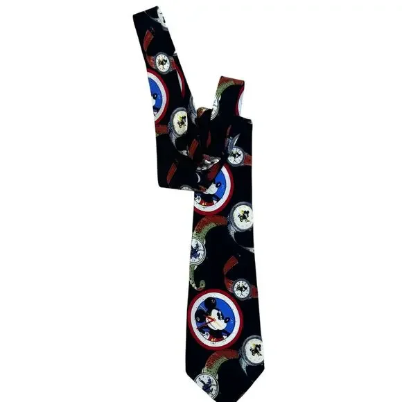 Vintage Hand Made 100% Silk Made in Korea Mickey Mouse Watch Tie