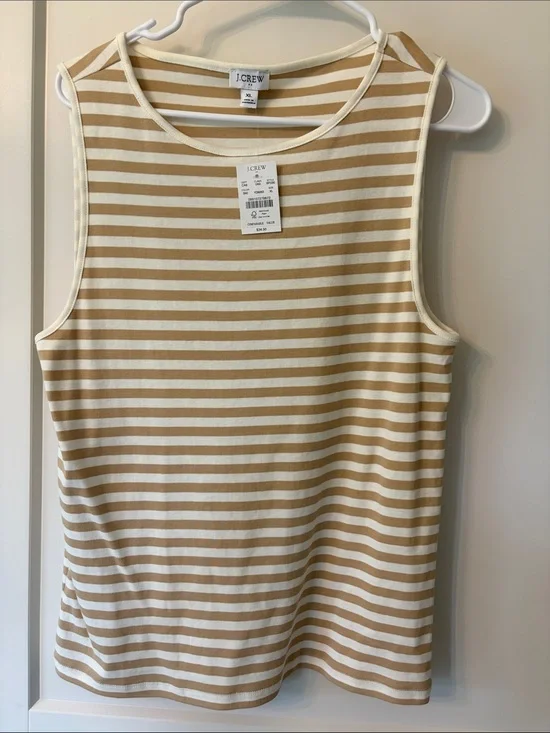 J. Crew Striped Sleeveless Tank in Cream and Tan
