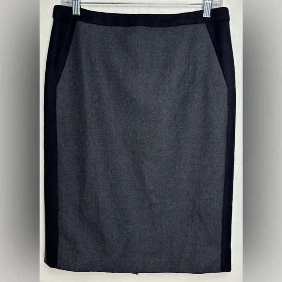 J.Crew No. 2 Pencil Skirt Colorblock Wool Gray Navy Blue Size 6 0719‎