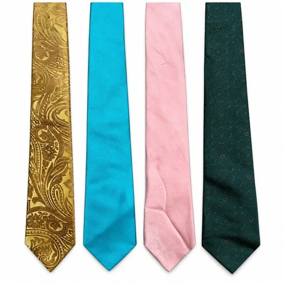 Formal Wear Necktie 4Bundle Mens OS Multicolored Good Silk Paisley Floral Ribbed
