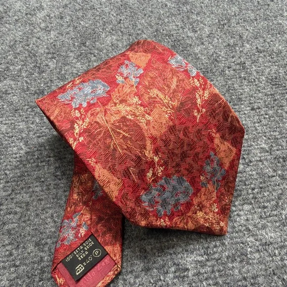 ERMENEGILDO ZEGNA Current 100% Silk Necktie Floral Motif Wedding Formal Menswear