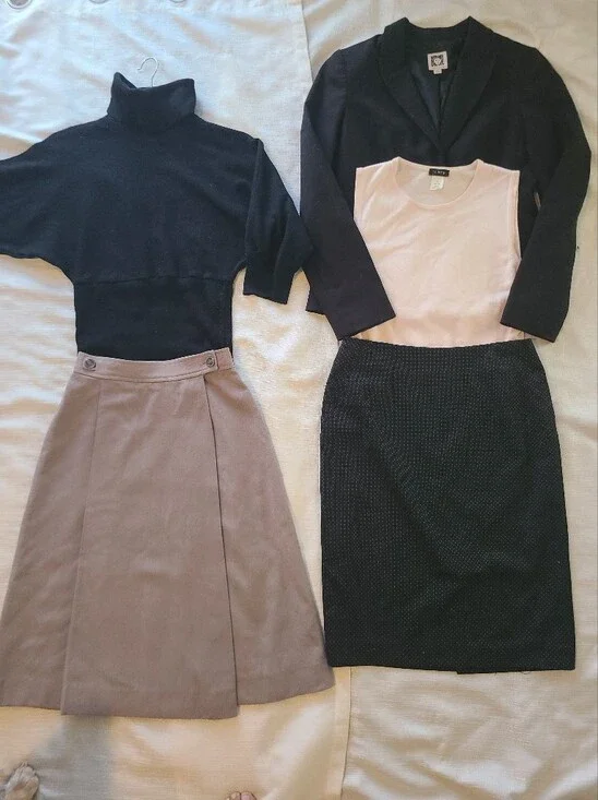 Lot X 5 Office Work Wear Pencil Skirt Blazer Jacket Knit Top Bundle Wool Cotton