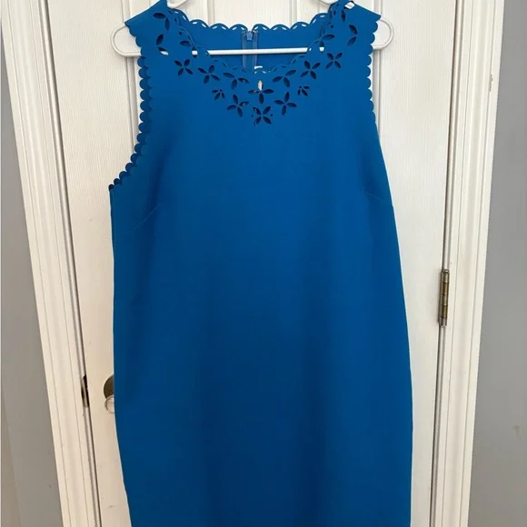 J. Crew Laser Cut Floral Shift Dress, Blue, Women Size 16