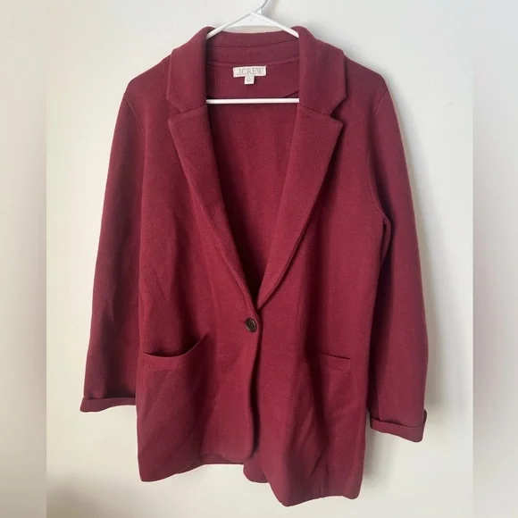 J. Crew Cecile Relaxed Sweater Blazer Knit Red - Women's Size Small