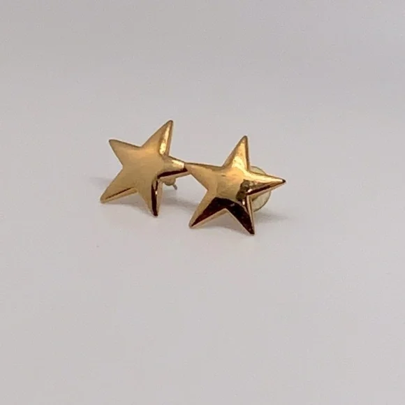 Vintage Y2K PIERCED Star Earrings Gold‎ tone