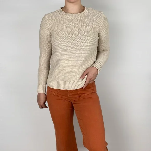 J CREW Crewneck Knit‎ Long Sleeve Pullover Fall Winter Tan