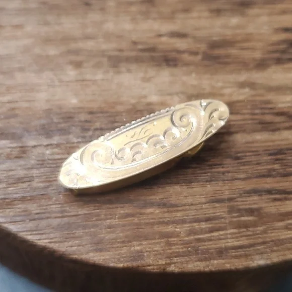 Antique gold filled‎ tie clip stunning artwork
