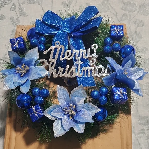 Blue‎ and Silver Holiday Wreath
