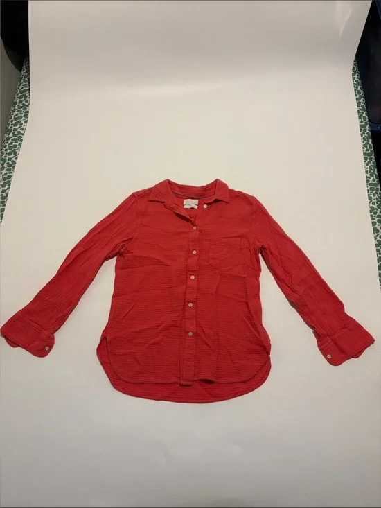 J. Crew Red Long-Sleeve Button-Down Shirt