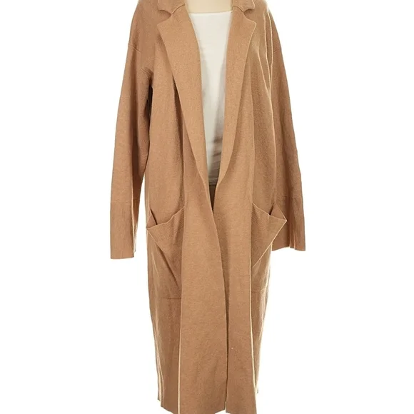 J. Crew Long Open-Front Cardigan in Camel