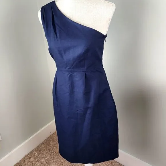 J CREW WOMEN'S MISHA ONE SHOULDER WITH SUBTLE PLEATING FITTED DRESS SIZE 0