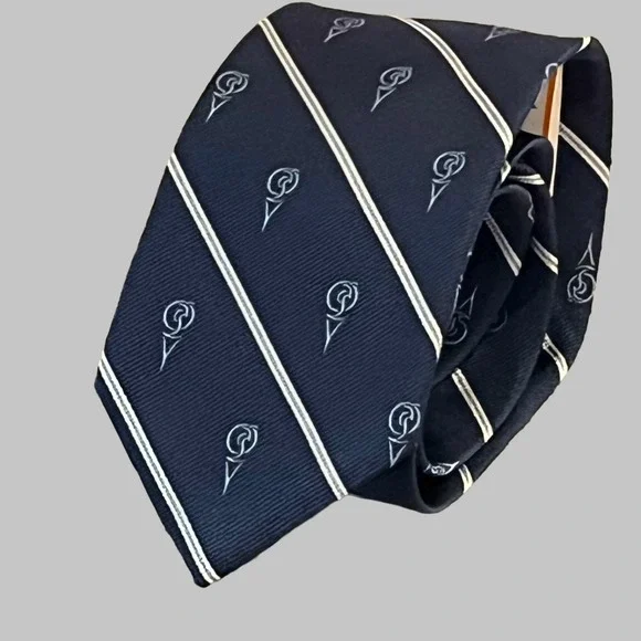 Peter Millar 100% Silk Neck‎ Tie Mens Navy Handfolded 57x3.5 Golf AOP New